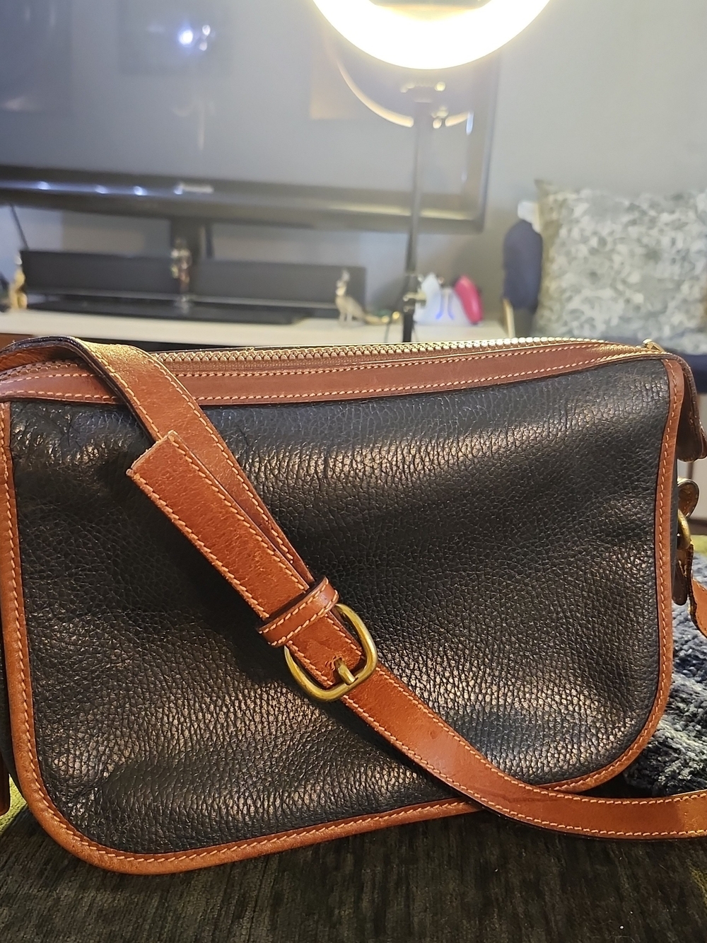 Coach Richmond Bag Vintage Pebbled Leather Crossbody Bag Black/Brown 1992 Italy! - Picture 16 of 16